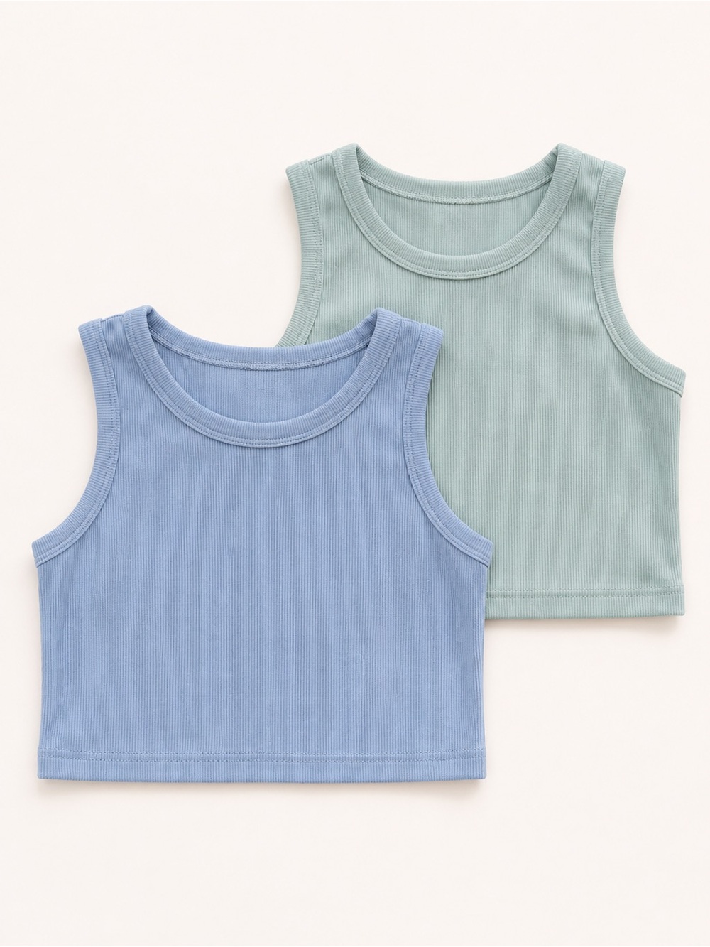 SHEIN Ribbed Tank Top Duo in Light Blue & Sage